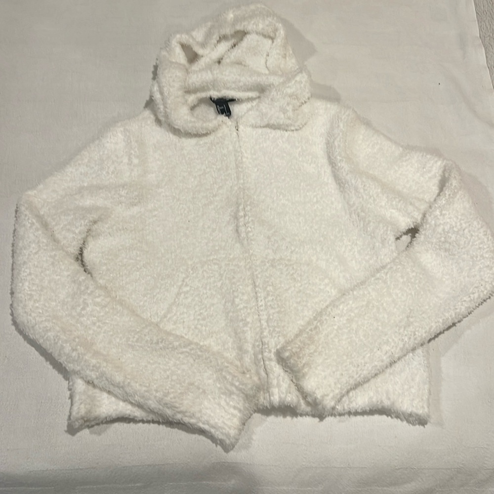 Forever 21 white hooded zip up